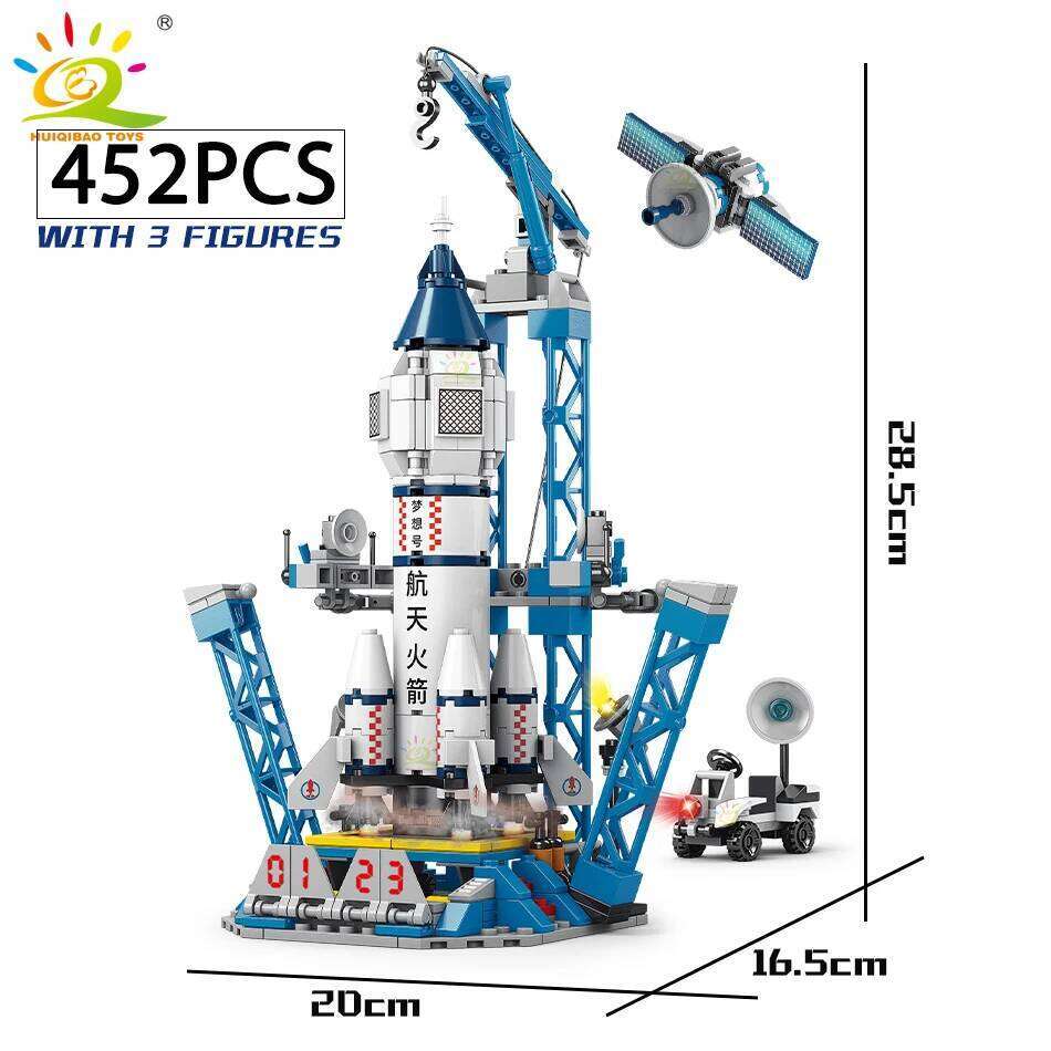 HUIQIBAO Space Aviation Manned Rocket Building Blocks With Astronaut Figure City Aerospace Model Bricks Children Toys for Kids Z260306