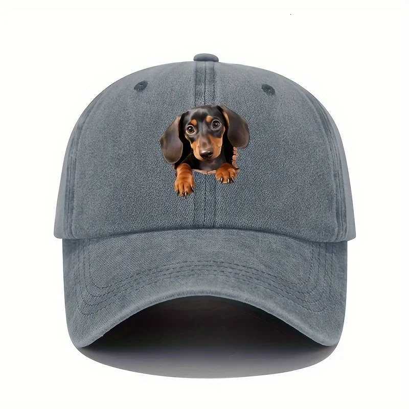 Dachshund Puppy Peeking Out Print Baseball Cap Casual Adjustable Cotton Dad Hat for Unisex S260306