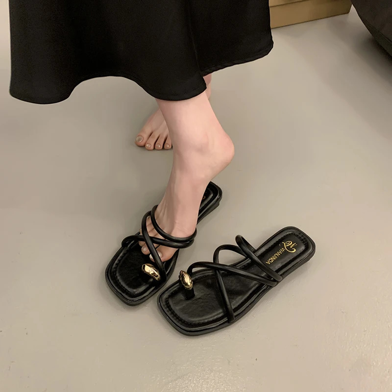 French sense niche sandals summer internet flat bottomed slippers for women 260305