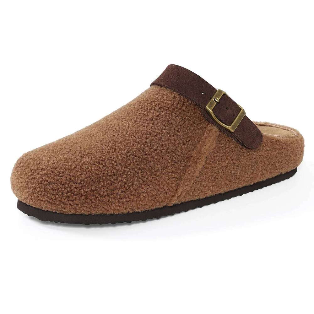 Litfun Winter Plush Lining For Women Non-slip Platform Indoor Slides Furry Cozy Outdoor Slippers With Adjustable Buckle