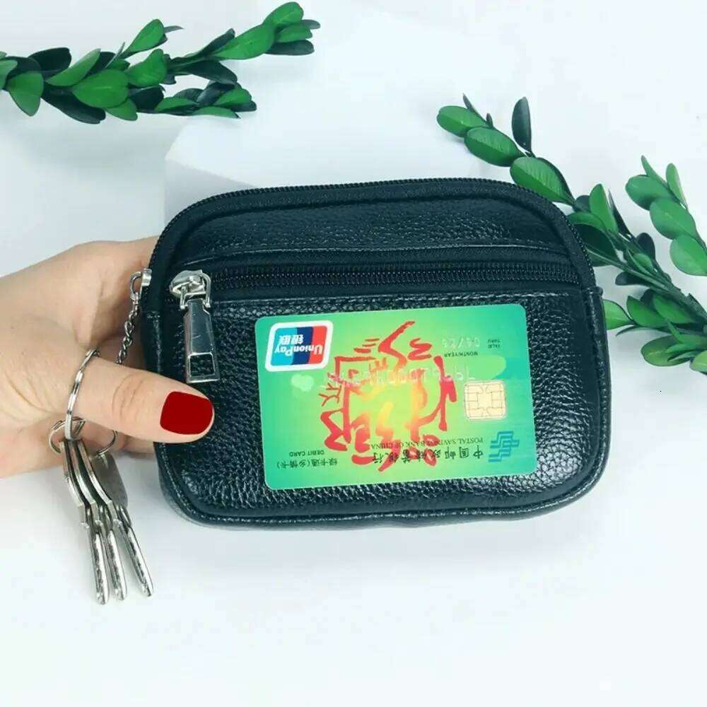 Women Mini PU Leather Female Card Holder Coin Short Wallets Small Purse Zipper Keychain Clutch Bag Wallet C260304