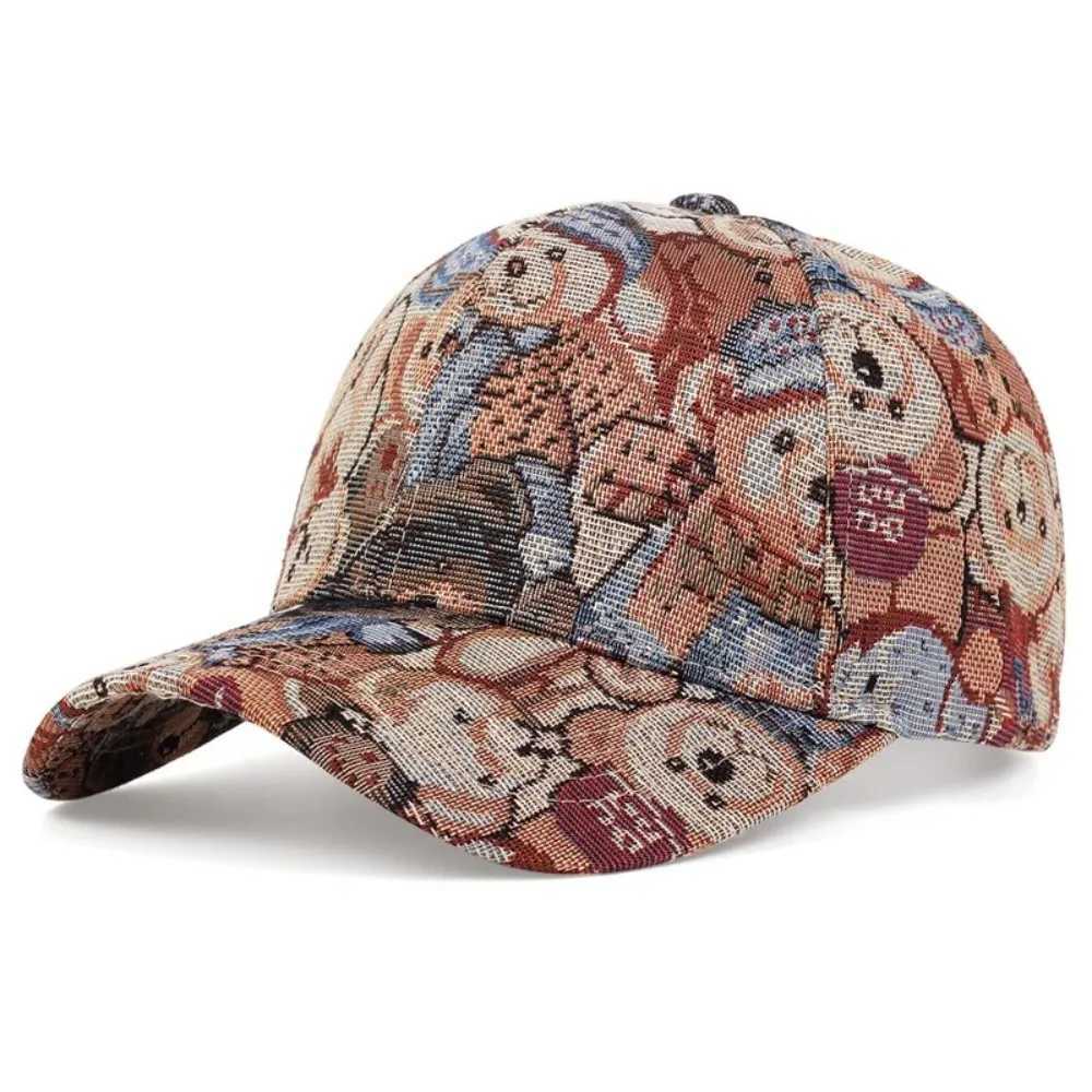 Casual Bear Print Cute Bear Baseball Cap Little Bear Print Cartoon Cotton Snapback Caps Cotton Fashion Hip Hop Vintage Hat S260306