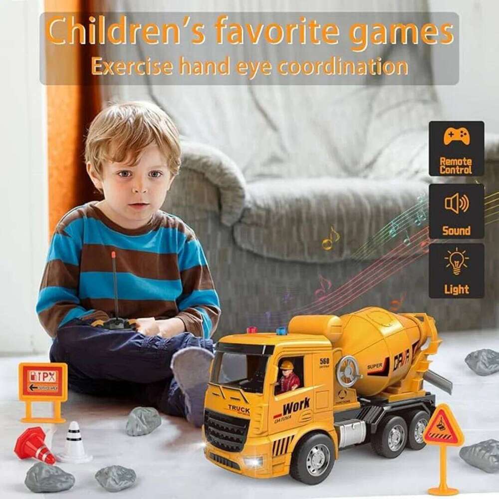 6CH 2.4G Dump and Cement Mixer RC Engineering Car Children's Toy Boy Christmas Birthday Gift Model Truck C260305