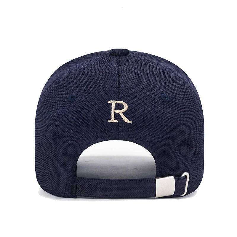 New High Quality Cotton HardTop Baseball Cap Elastic Pineapple Cloth Material Gold Thread Embroidery Craft R Letter Design Style Y260304