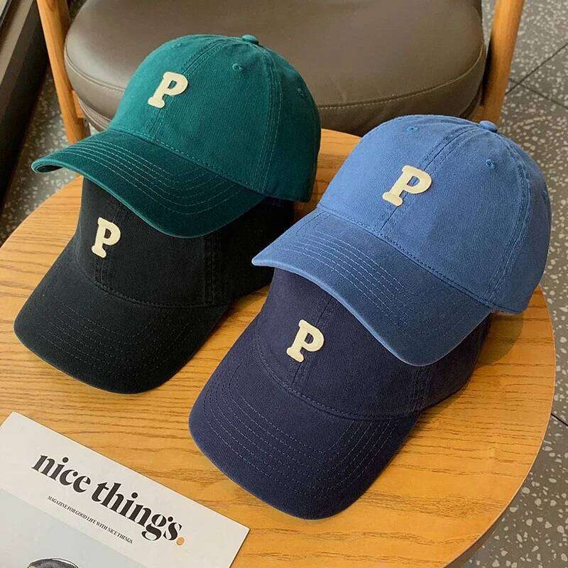 Letter P Embroidered hats Baseball Caps for Men and Woman's Adjustable Casual Cotton Sun Solid Color Visor Hats Y260304