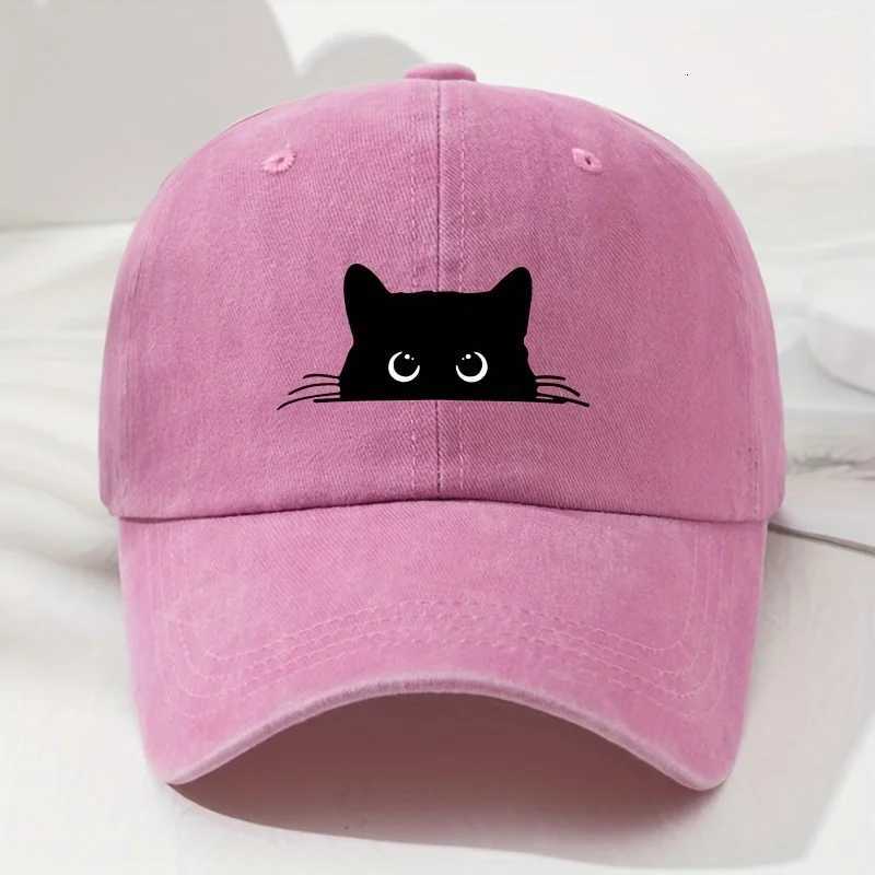 Black cat printed baseball cap retro mens and womens fashionable outdoor hat with adjustable eaves suitable for sports fishing S260306