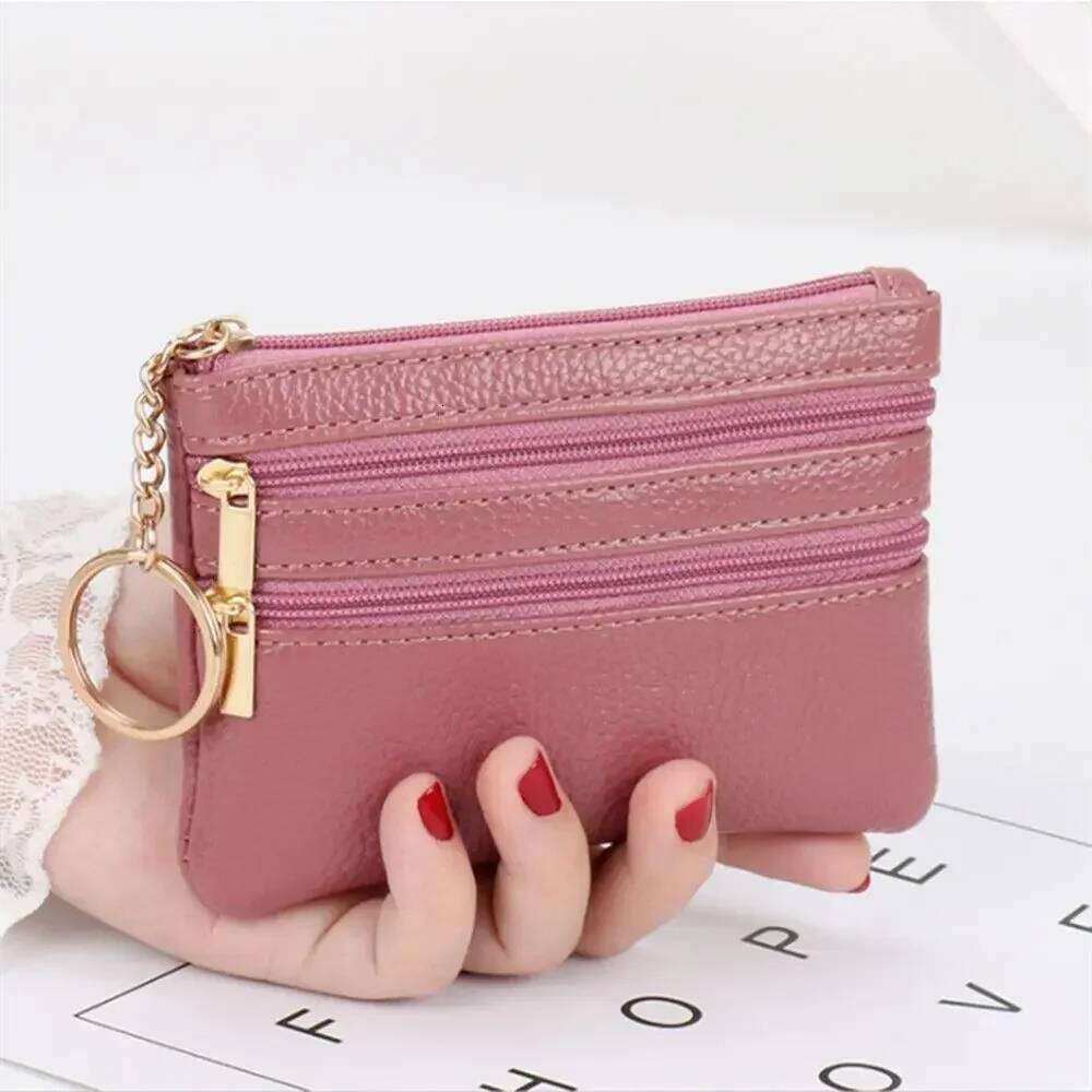PU Leather Money Coin 2024 New with Key Ring Waterproof Pocket Purse Zipper Wear-resistant Credit Card Holoder Male Women C260304