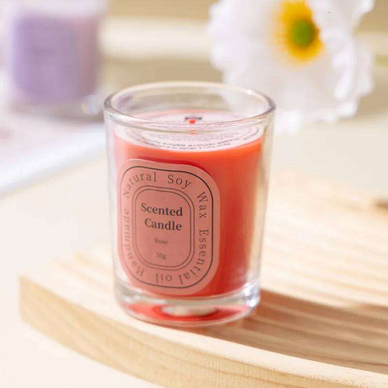 Dopamine Colorful Glass Cup Scented Candle CreativediyOrnament Incense Plant Wax Gift Box Wholesale W260304 W260305