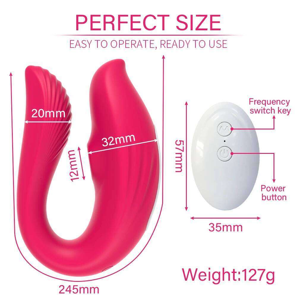 Wireless Remote Sucking Vibrator Wearable U Shaped Dildo Oral Clit Massager Dual Stimulation Adult Couple Sex Toys for Women W260305