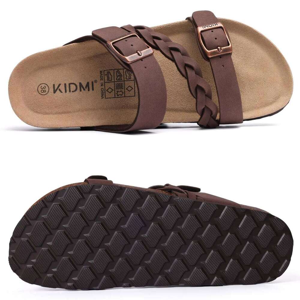 Summer Women's Footbed Arch Support Cork Women Slippers Slip-On Leisure Lady Sandals With Adjustable Buckle