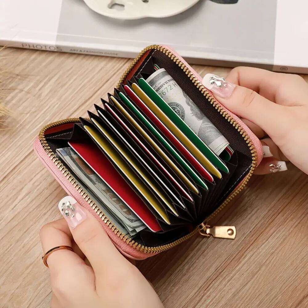 Fashion PU Leather Mini Wallet Zipper Solid Color Coin Purse Multi-card Slot Card Holder Women Girls C260304