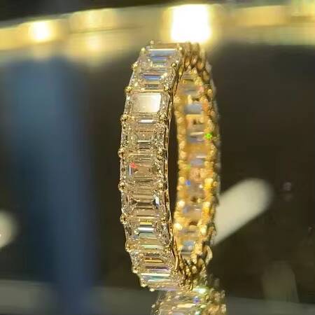 Vintage Custom Emerald Cut Diamond Ring - 9K-18K Gold Lab Grown Bridal Jewelry for Women Engagement Party Wear
