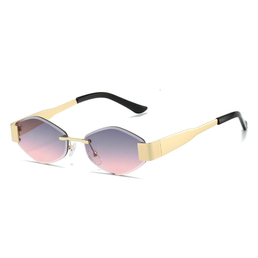 Free Shipping New Style Glasses European and American Frameless Beveled Metal Retro UV400 Trendy Sunglasses Wholesale