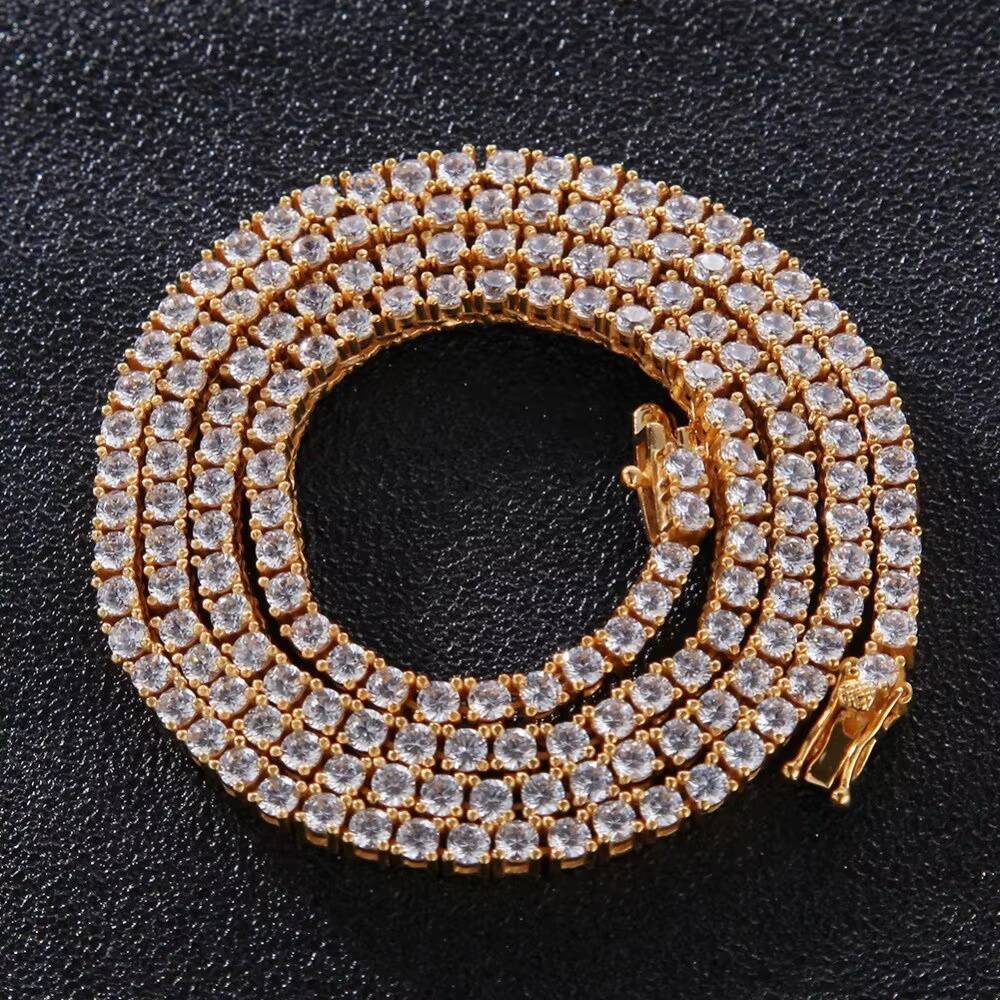 3mm 4mm Wholesale Custom Tennis Chains 925 Sterling Silver Link Chain Hip Hop Jewelry Necklaces Iced Out Moissanite Diamond Tennis Chain