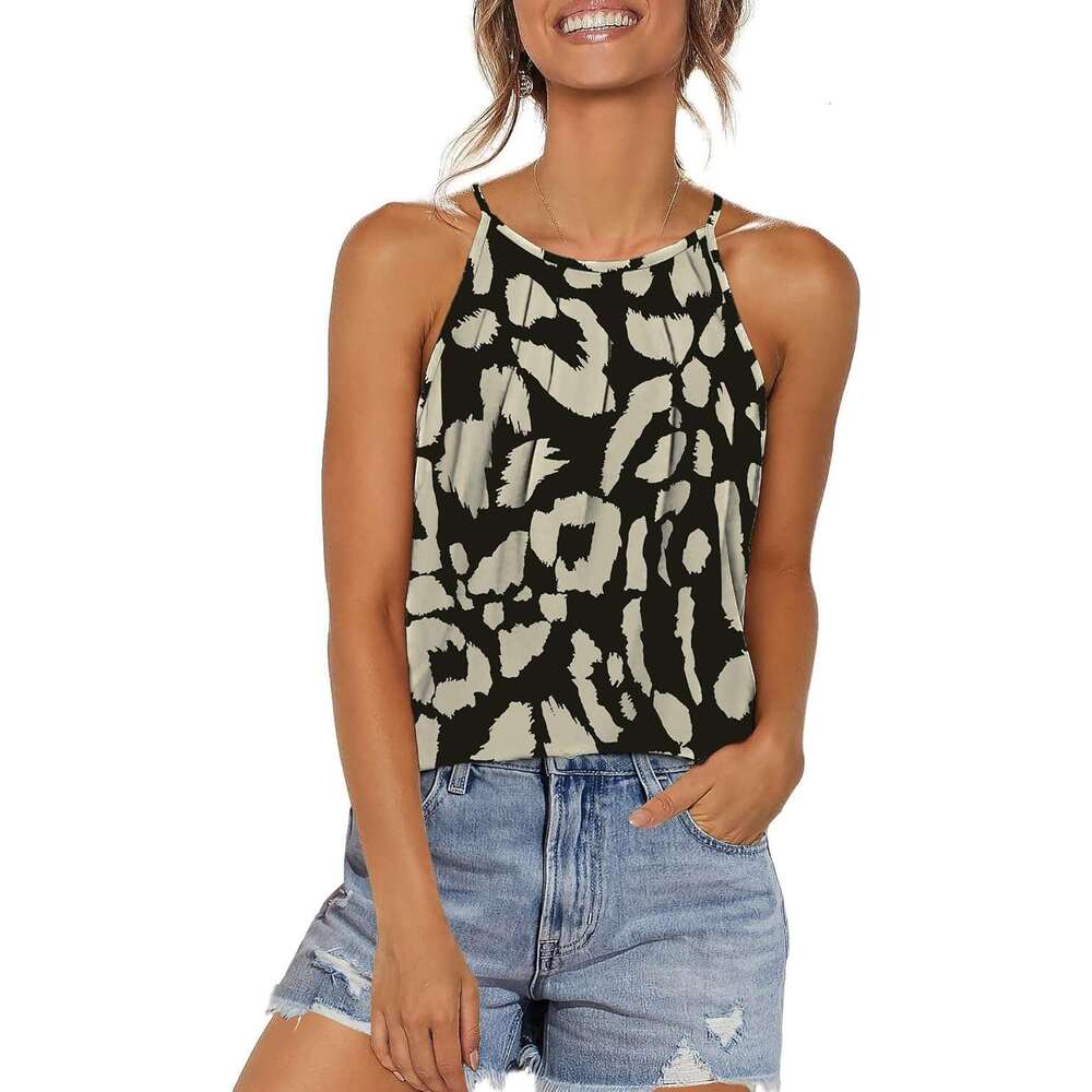 Womens Pleated Tank Spaghetti Strap Camisole Halter Tops Curved Designer Hem Fashion 2026