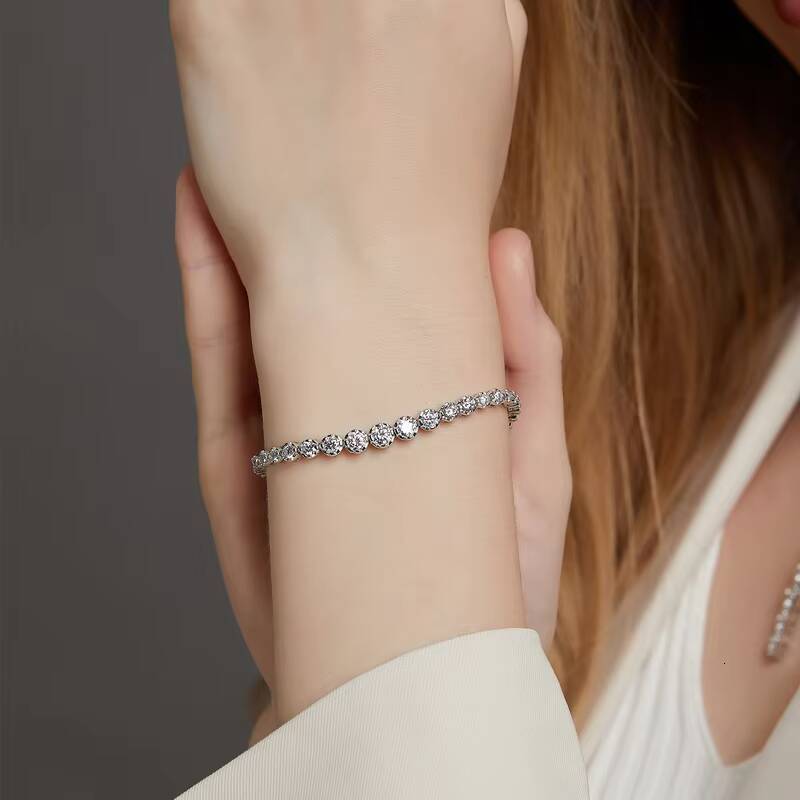 Luxury 6-8 Inch VVS Moissanite Tennis Bracelet 925 Sterling Silver Gold Lab Grown Diamond Jewelry for Men Women