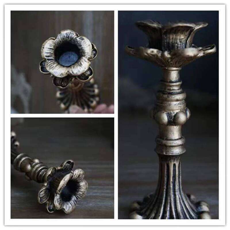 Retro Candlestick Resin Holder Sconce Nostalgic Antique French Candle Stick Rack Home Decor Photography Props XJ260305