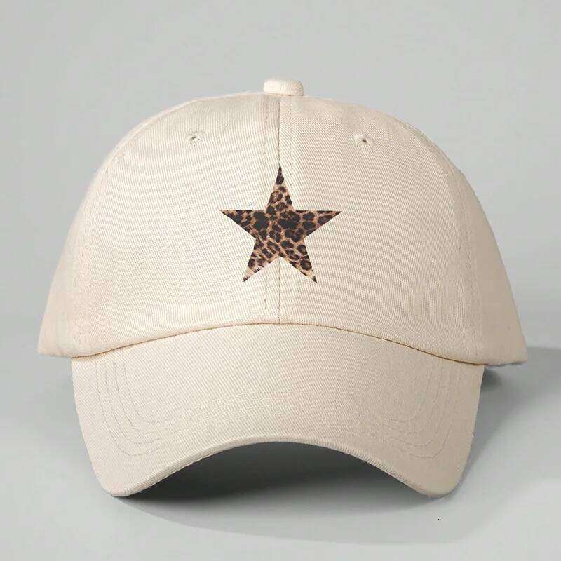 Leopard Print Star Soft Cotton Baseball Cap Unisex Adjustable Casual Dad Hats Perfect For Outdoor Active fishing Travel Headwear Y260304