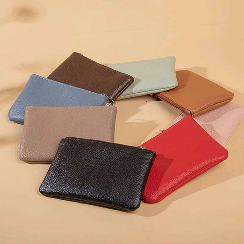 Litchi Pattern For Woman Man Key Storage Bag Solid Colors PU Coin Purse Wallet With Zipper High Quality Handbags C260304
