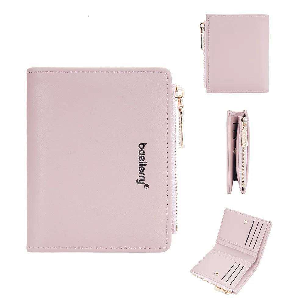 Baellerry Women's Short Wallet with Zipper & Snap, Minimalist Coin Purse Fashion Card Holder Money Organizer C260304