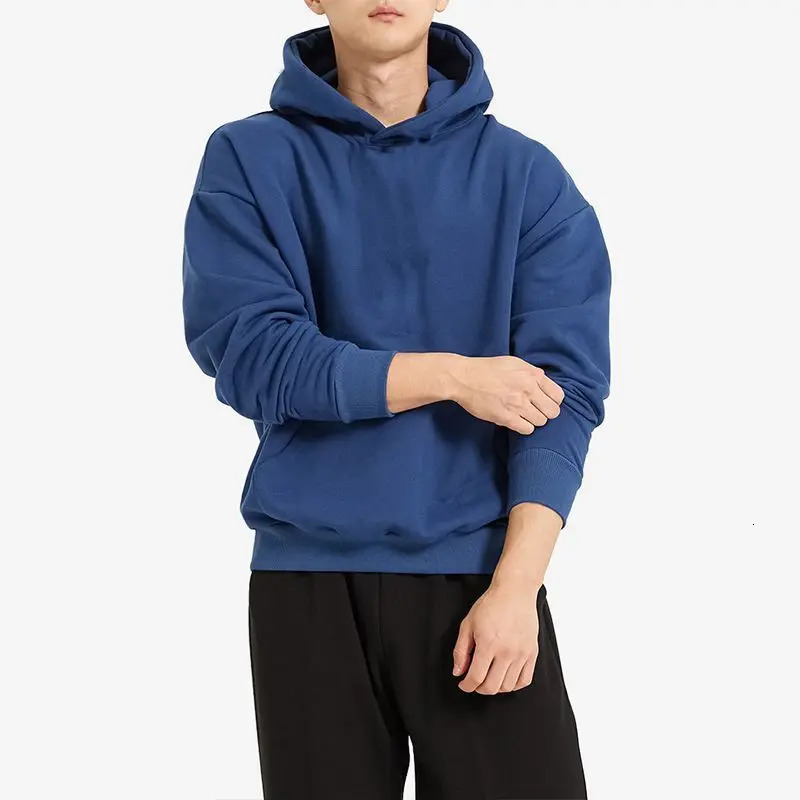 American Retro Hooded Sweater Mens Autumn and Winter Solid Color Simple Sports and Leisure Jumper Hoodie 260228