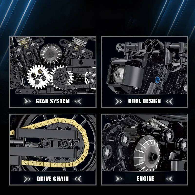 New 1:8 Classic Motorbike Building Model Blocks Moto City Racer Bricks Toys for Kids Boys Children Adult MOC Sets High-tech Z260305