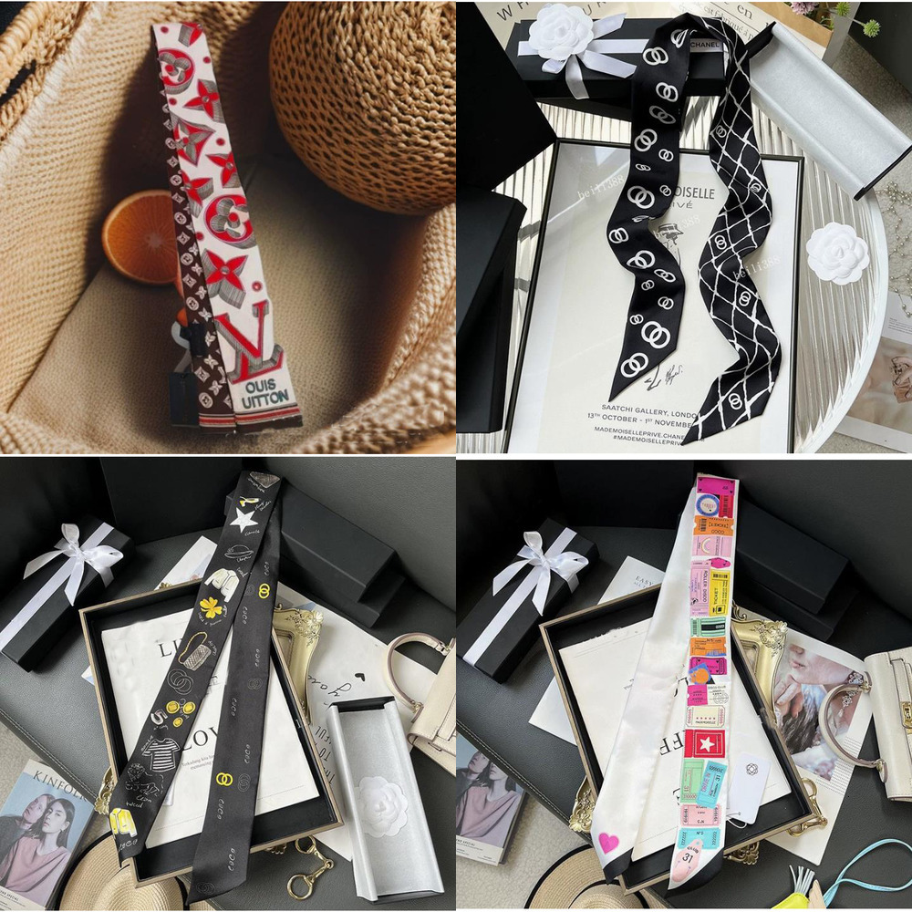 Retro Letter Designer printing Newest Narrow And Long Silk Brand Fashion Womens Headband Scarf Hair Bands Neckerchief Size 5x120CM
