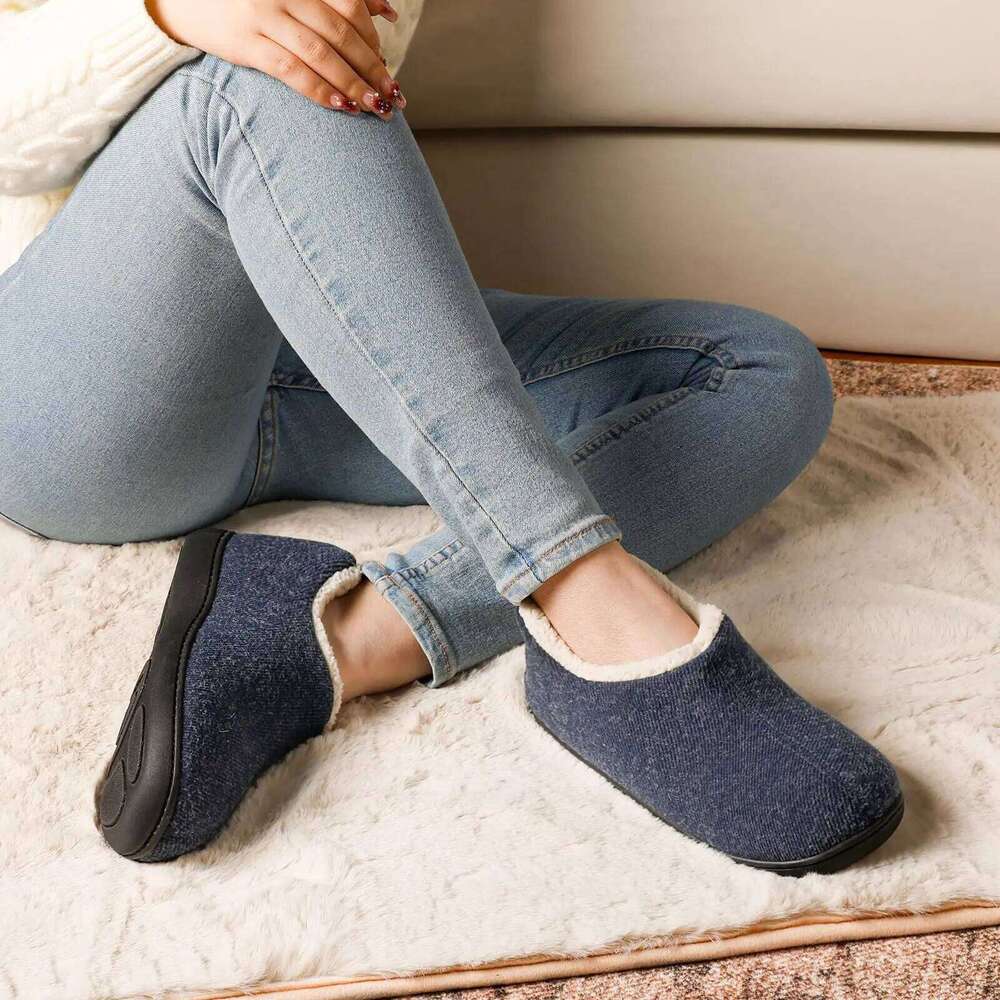 Litfun Winter Furry Memory Foam Rubber Sole Indoor Slides Soft And Warm Lining Women's Cotton Slippers