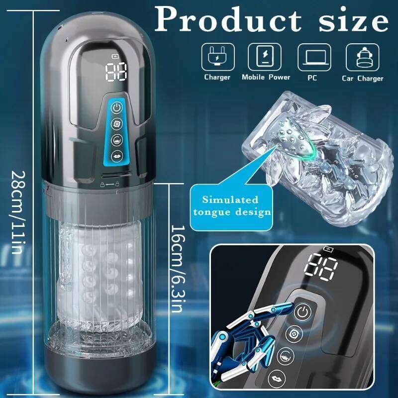 Automatic Male Masturbator Sex Toys for Men with 10 Frequency Squeezing Vibration Thrusting Rotating Hands Free Penis Pump W260305