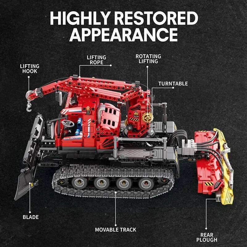 City Winter Remote Control Snow Groomer Building Blocks MOC Electric RC Car Construction Technical Vehicle Bricks Kids Toys Boys Z260306