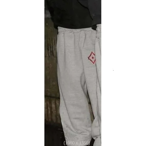 Men Heart-shaped Embroidery Print Europe America Two Piece Wide Leg Pants Casual Grey Loose Sports 260303
