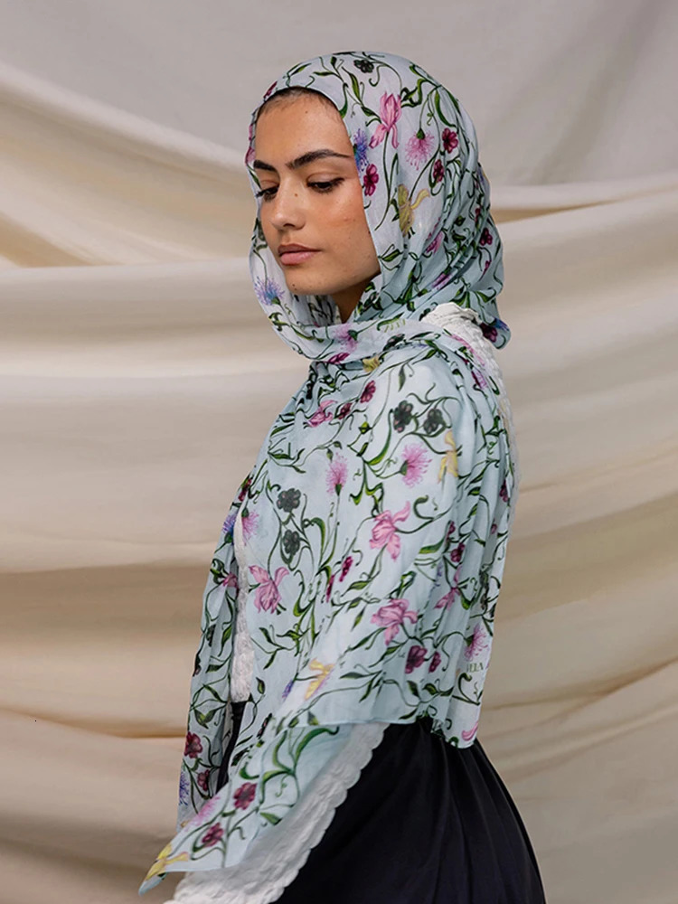 Bohemian Deer Print Hijabs Women Watercolour Shawl Soft Muslim Hijabs Modal Cotton Lightweight Wrap Autumn Headscarf Ramanda 260304