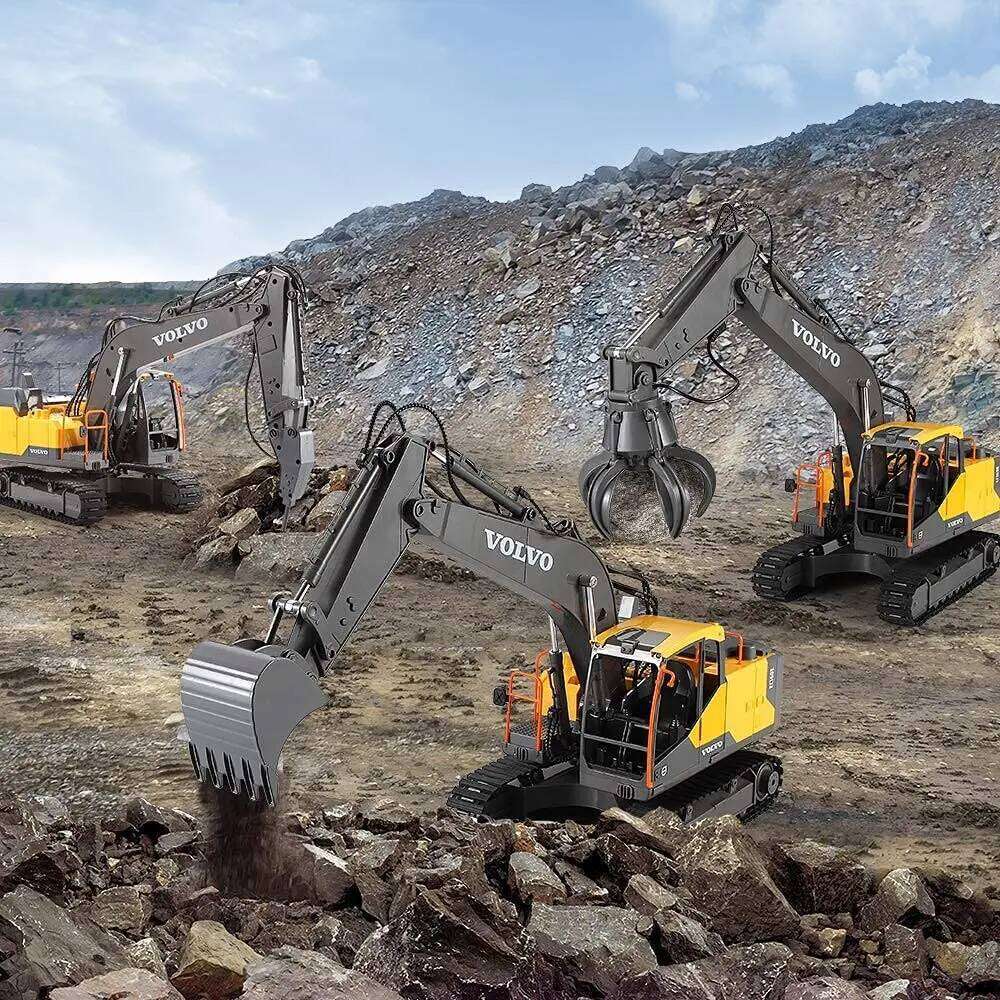 Double E E568 RC Excavator 1/16 17CH Crawler 3in1 Truck Alloy Digger Radio controlled Car Engineering Model Children's Day Gifts C260305