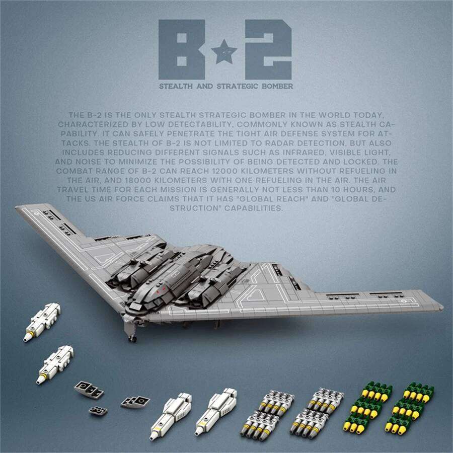 2063pcs B2 Stealth Bomber Building Blocks MOC Technical Military Model Kit Desktop Display Back to School Gift for Adults Z260306