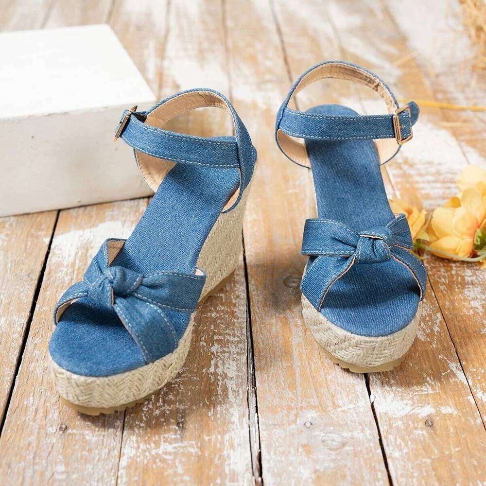 Wedge Sandals 2025 Summer Fashion Weave Platform Plus Size 42 High Heel Sandalias Thick Bottom Retro Open Toe Ladies Shoes
