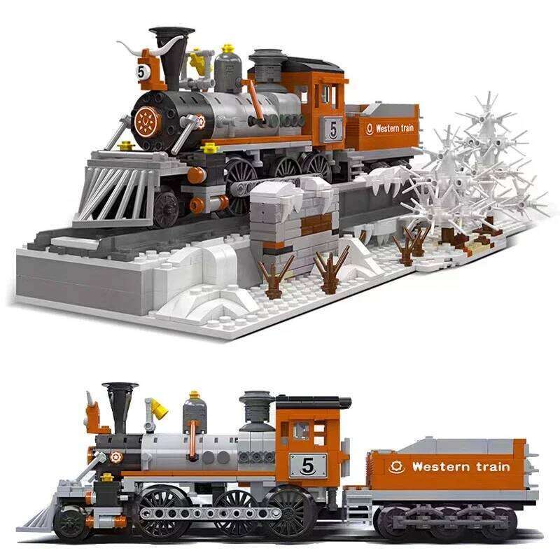 Germany Railway Flatbed Wagon Building Blocks MOC Freight Train Cargo Locomotives Technical Brick Model Toys For Kids Xmas Gifts Z260306