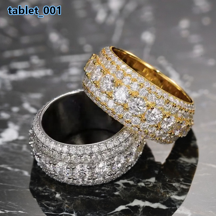 Custom Iced Out Jewelry Hip Hop Solid 9K 10K 14K Gold IGI Certified VS VVS Lab Grown Diamond 5 Rows Eternity Band Ring for Men