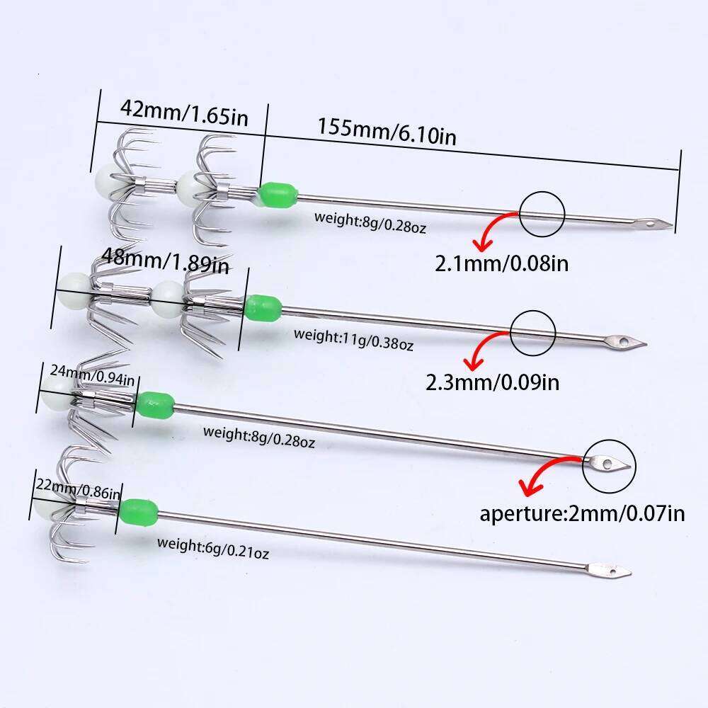 2pcs/box umbrella live bait blow tubes octopus squid hooks stainless steel S260305