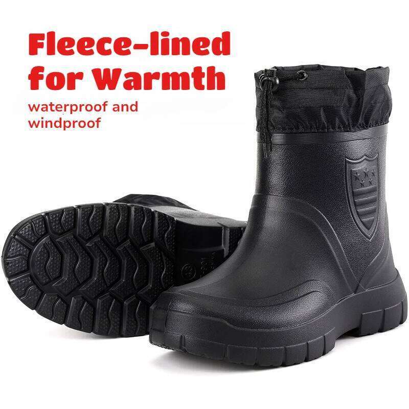 Large Size Autumn Winter Fashionable Cotton Low Cut Fleece Lightweight Waterproof Windproof Anti Slip Warm Rain Boots