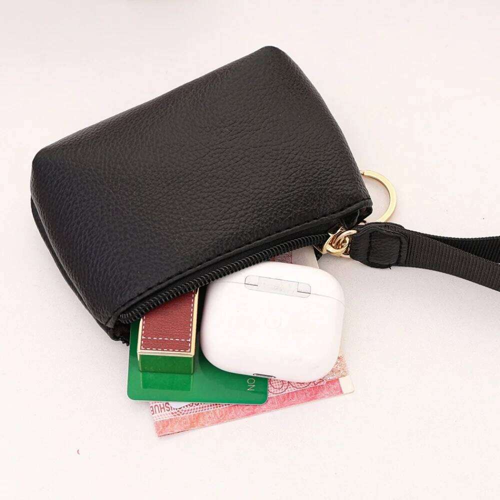 Solid Color Handheld Zipper Short Small Women's PU Leather Mini Coin Key Bag Multifunctional Pendent Wallet C260304