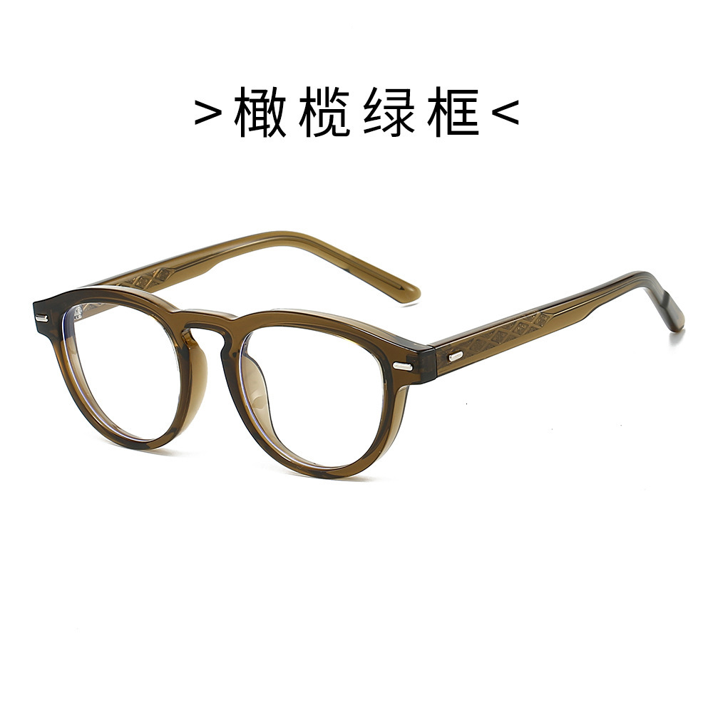 New 25 retro trendy round frame flat TR90 pin anti-blue light student pseudo-no-makeup glasses for men and women