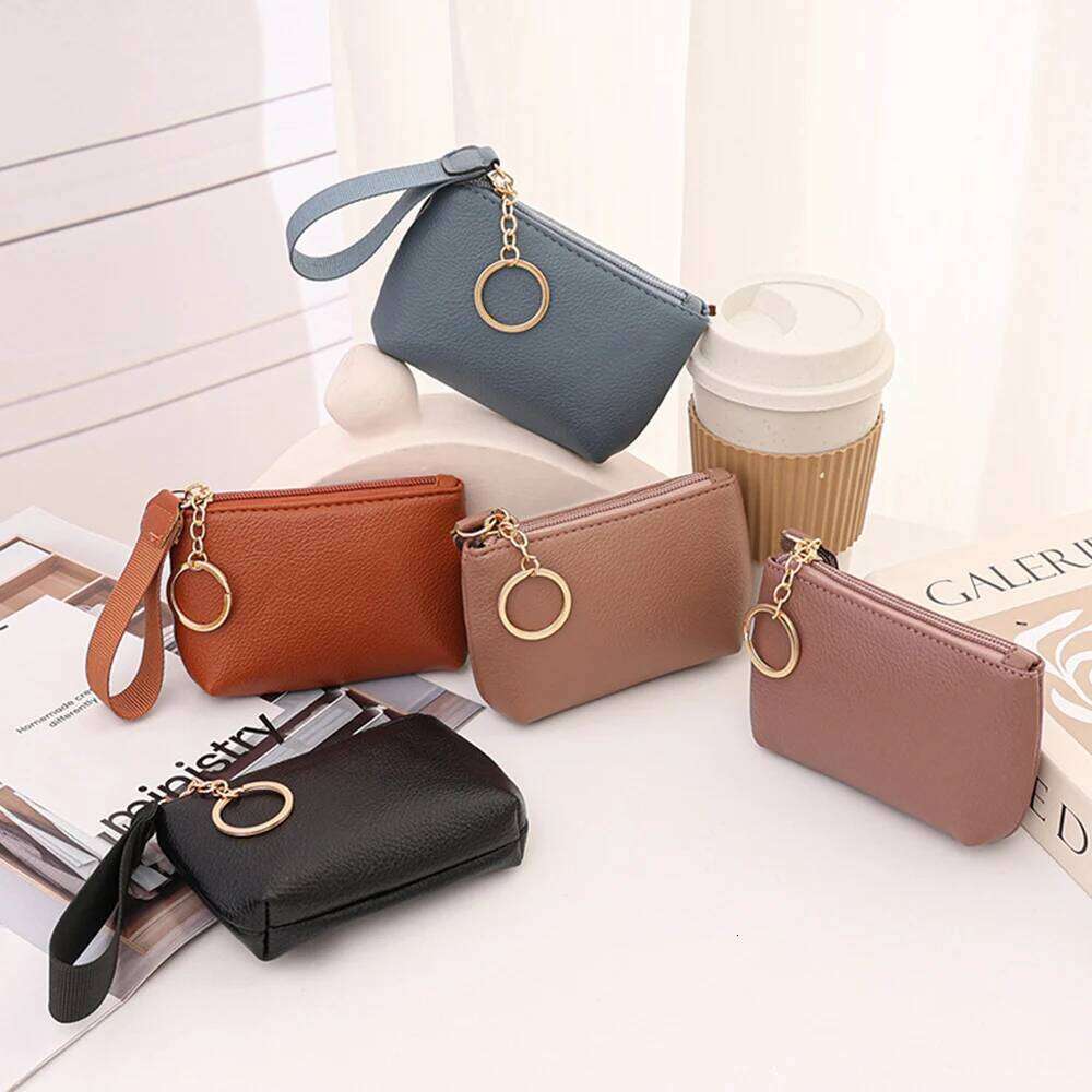Durable Multifunctional Wallet Zipper Solid Color Purse PU Leather Clutch Bags C260304