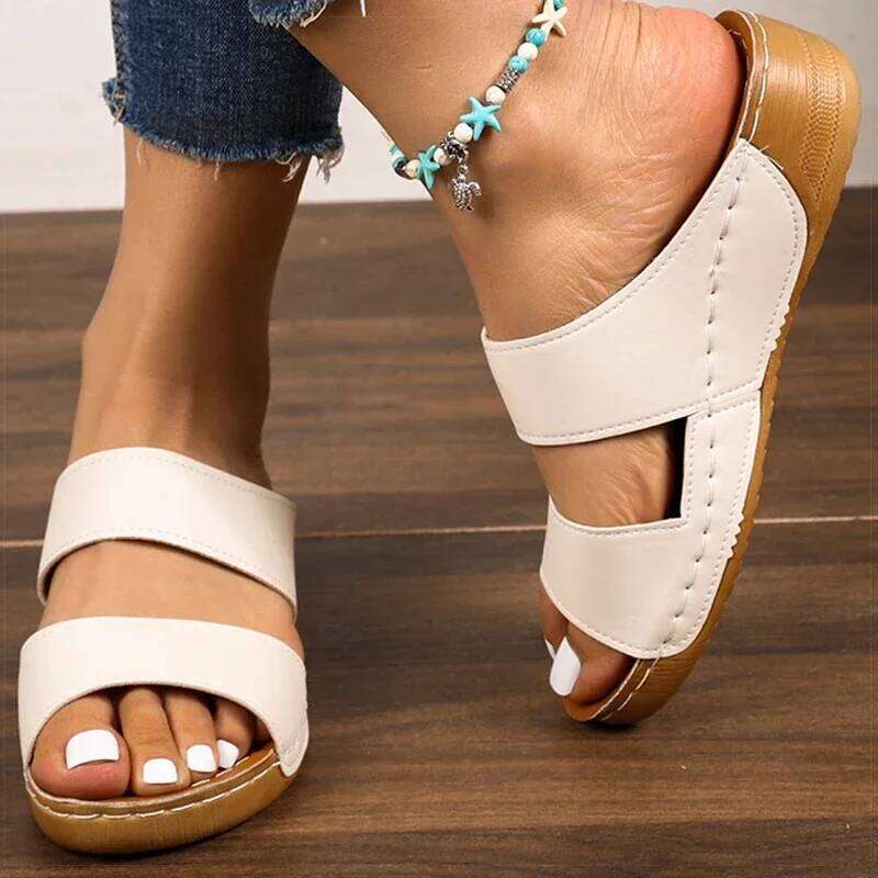 Women's Casual With Heels Shoes Women Low Platform Sandals Indoor Outdoor Slippers Heeled Summer Footwear