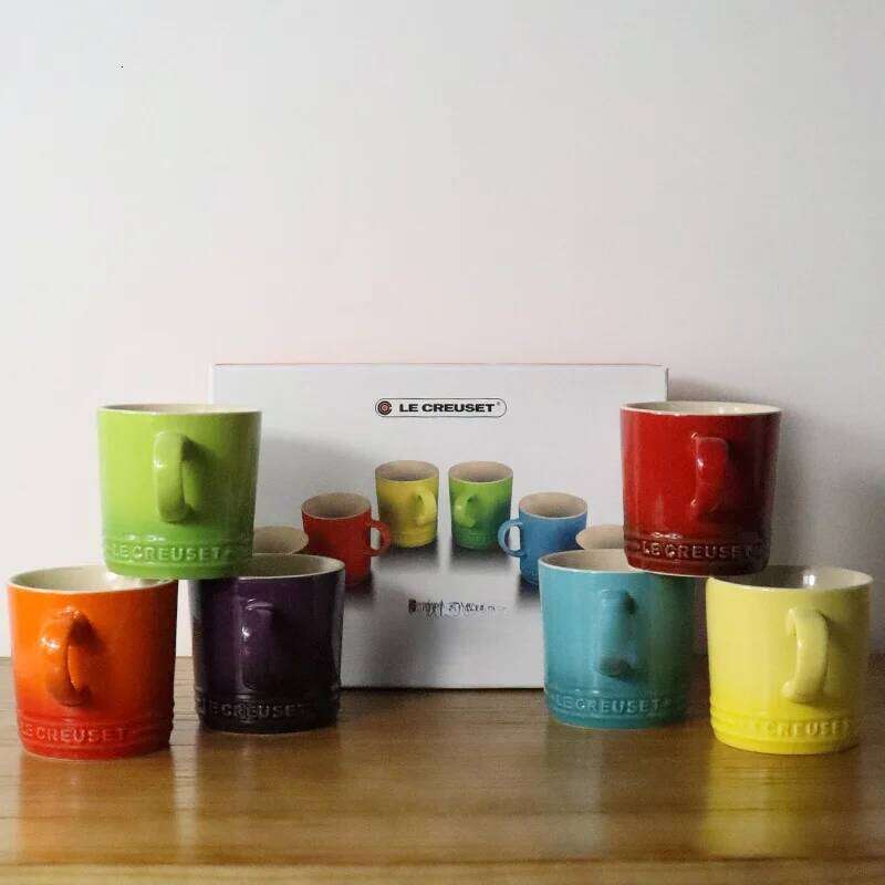 Cool Color Rainbow 6-Piece Set Gift Box Ice Cr Milk LE CREUSET Coffee Cup Cerc Material French Sle adient Pattern 26L0306