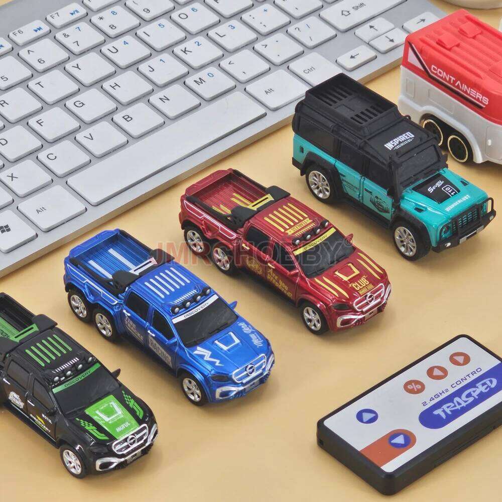 1:64 Metal Alloy Proportional Remote Control Vehicle Model 2.4GHz Mini Simulation RC Car With Trailer C260305