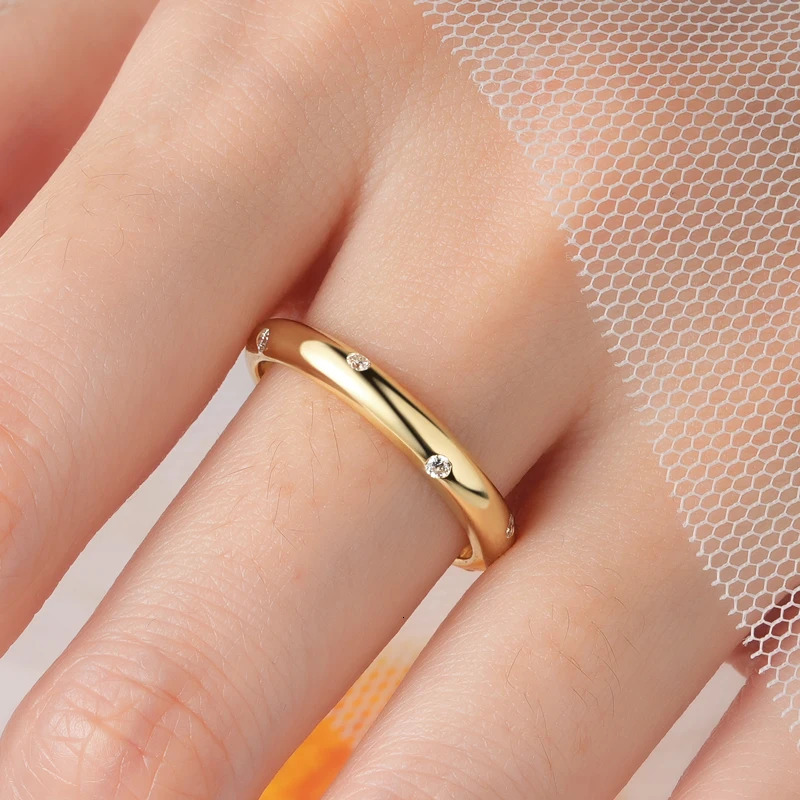 Lnngy Ring Original Certified 925 Silver Rings For Women Couples Delicate Stackable Wedding Band Jewellery 260304