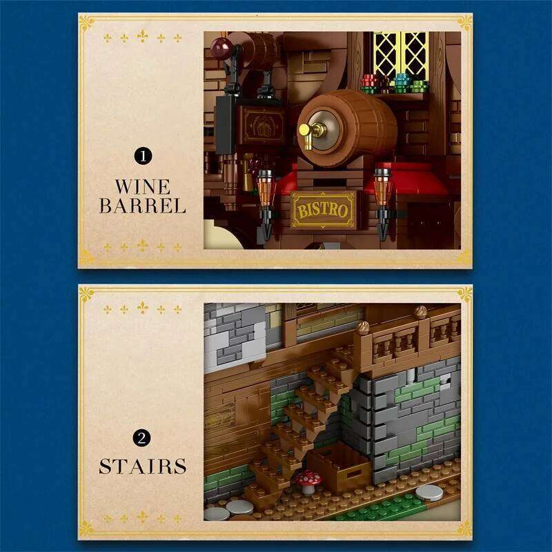 2868PCS Medieval Tavern Building Blocks European Street View Architecture MOC Model Brick Desktop Display Ornaments Toy For Kids Z260305