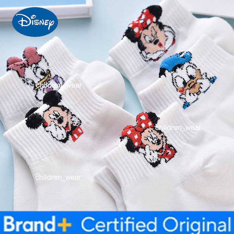 Disney 5 Pairs of Novel Cartoon Womens Short Socks Sweet and Cute College Style Summer Lightweight Breathable Casual Boat Socks H260306