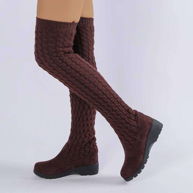 2025 Autumn New Women's Knitted Long Elastic Knee Fashion Letter Printed Socks Boots