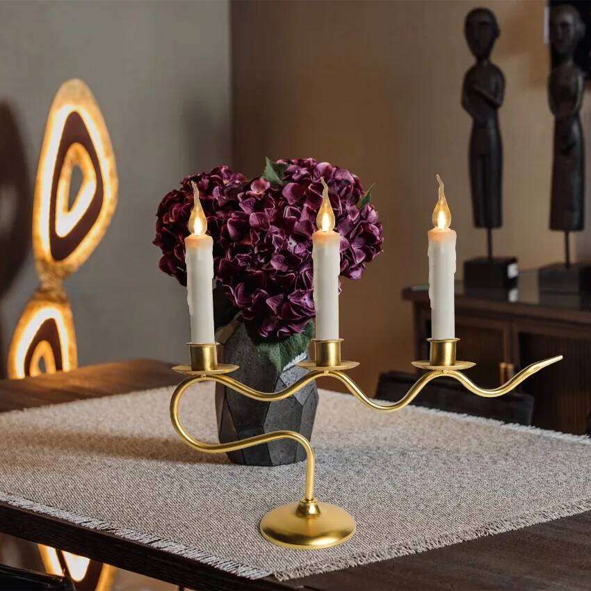 Three-Headed Black Candlestick Vintage Branch-Shaped Candle Holder Suitable for Wedding Home Church Dining Table Decoration XJ260305